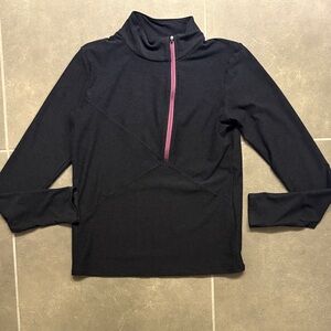Oiselle Black Long Sleeve Top with Pink Zipper (6)